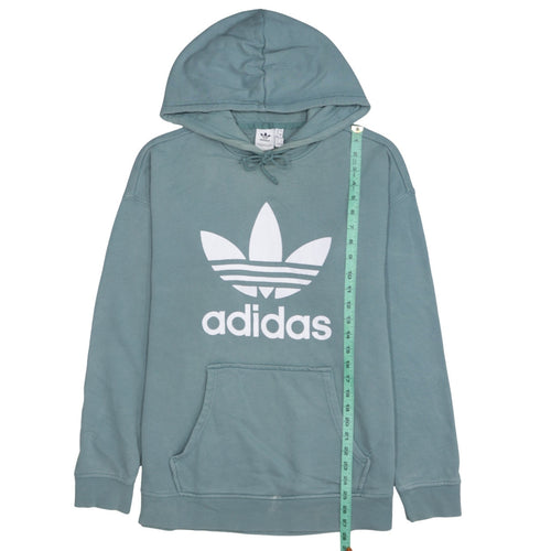 Adidas Women’s Green Hooded Pullover Sweatshirt UK 16 Trefoil Logo
