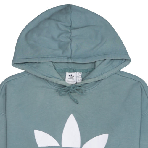 Adidas Women’s Green Hooded Pullover Sweatshirt UK 16 Trefoil Logo