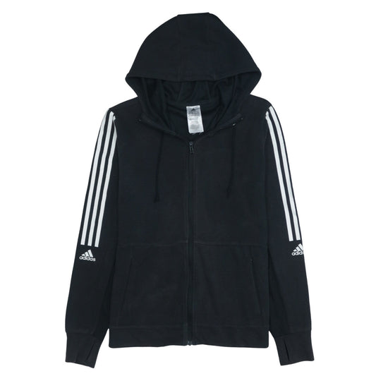 Adidas Women Black Full Zip Hoodie Medium Hooded Sweatshirt
