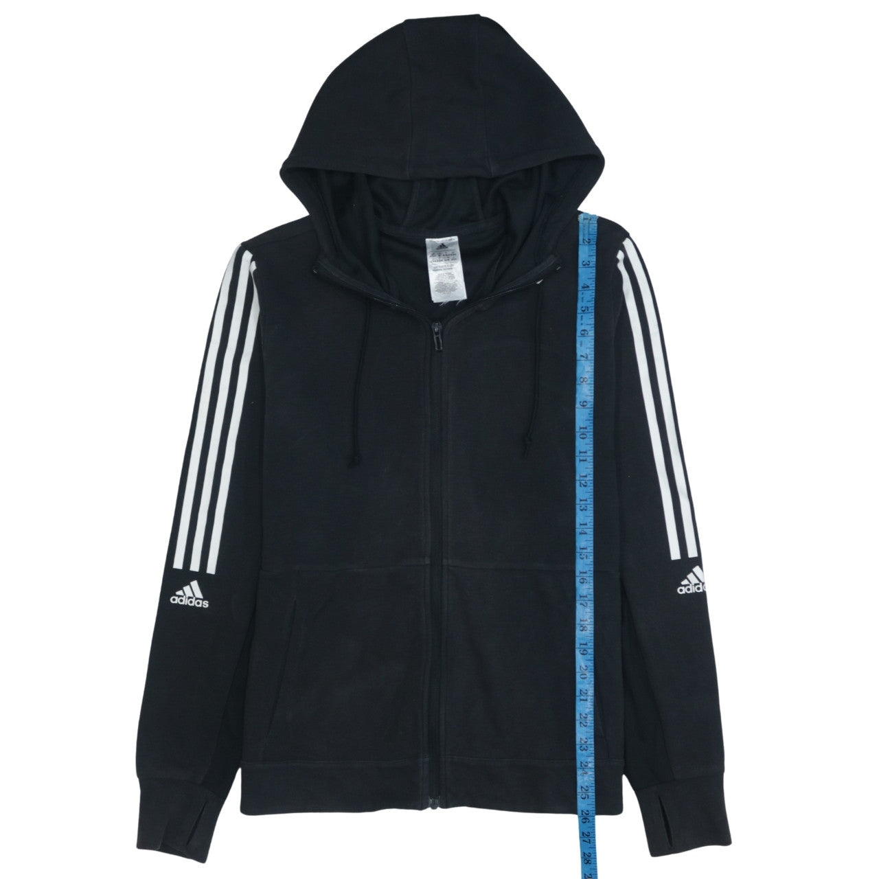 Adidas Women Black Full Zip Hoodie Medium Hooded Sweatshirt