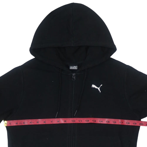 Puma Women Black Full Zip Hoodie Small Cotton Blend Logo Detail
