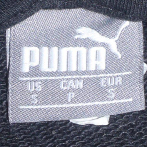Puma Women Black Full Zip Hoodie Small Cotton Blend Logo Detail