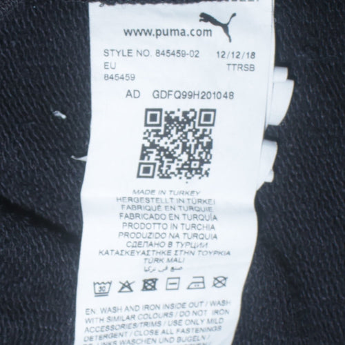 Puma Women Black Full Zip Hoodie Small Cotton Blend Logo Detail