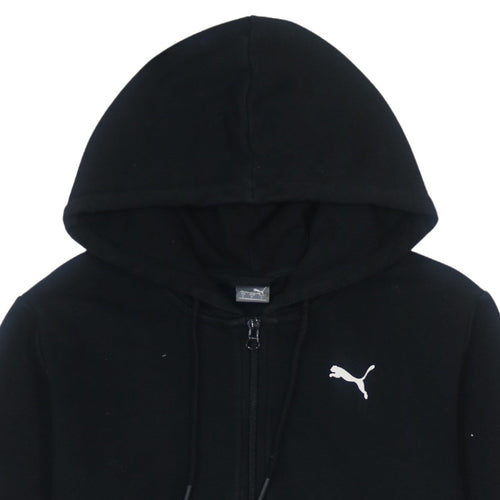 Puma Women Black Full Zip Hoodie Small Cotton Blend Logo Detail