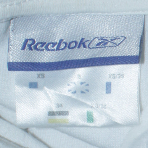 Reebok Women White XS Full Zip Hoodie Cotton Blend Sportswear
