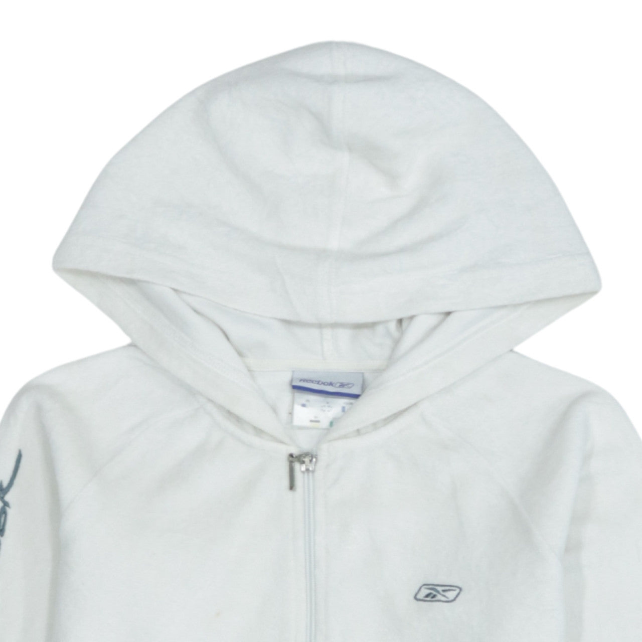 Reebok Women White XS Full Zip Hoodie Cotton Blend Sportswear