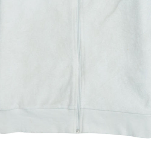 Reebok Women White XS Full Zip Hoodie Cotton Blend Sportswear