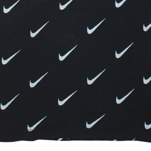 Nike Women’s Black Small Pullover Sweatshirt with All Over Swoosh Logo Print