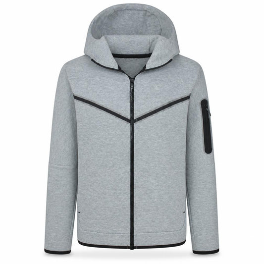 Front view of Nike Men's Grey Full Zip Hoodie Small Athletic Fit