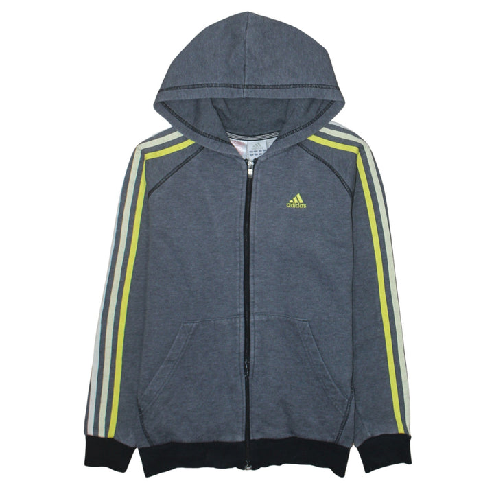 Adidas Boys Blue Full Zip Hoodie Essentials Size L Cotton Blend Sportswear