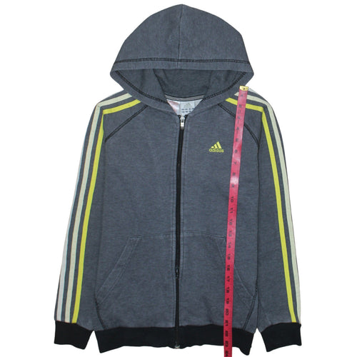 Adidas Boys Blue Full Zip Hoodie Essentials Size L Cotton Blend Sportswear