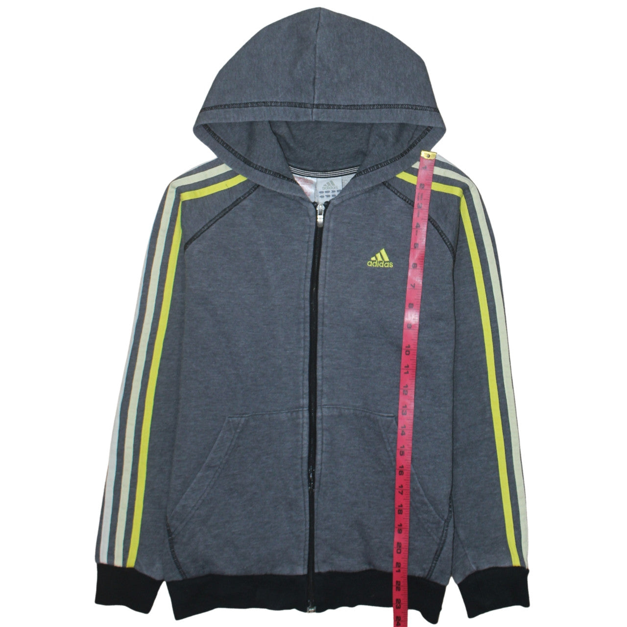 Adidas Boys Blue Full Zip Hoodie Essentials Size L Cotton Blend Sportswear