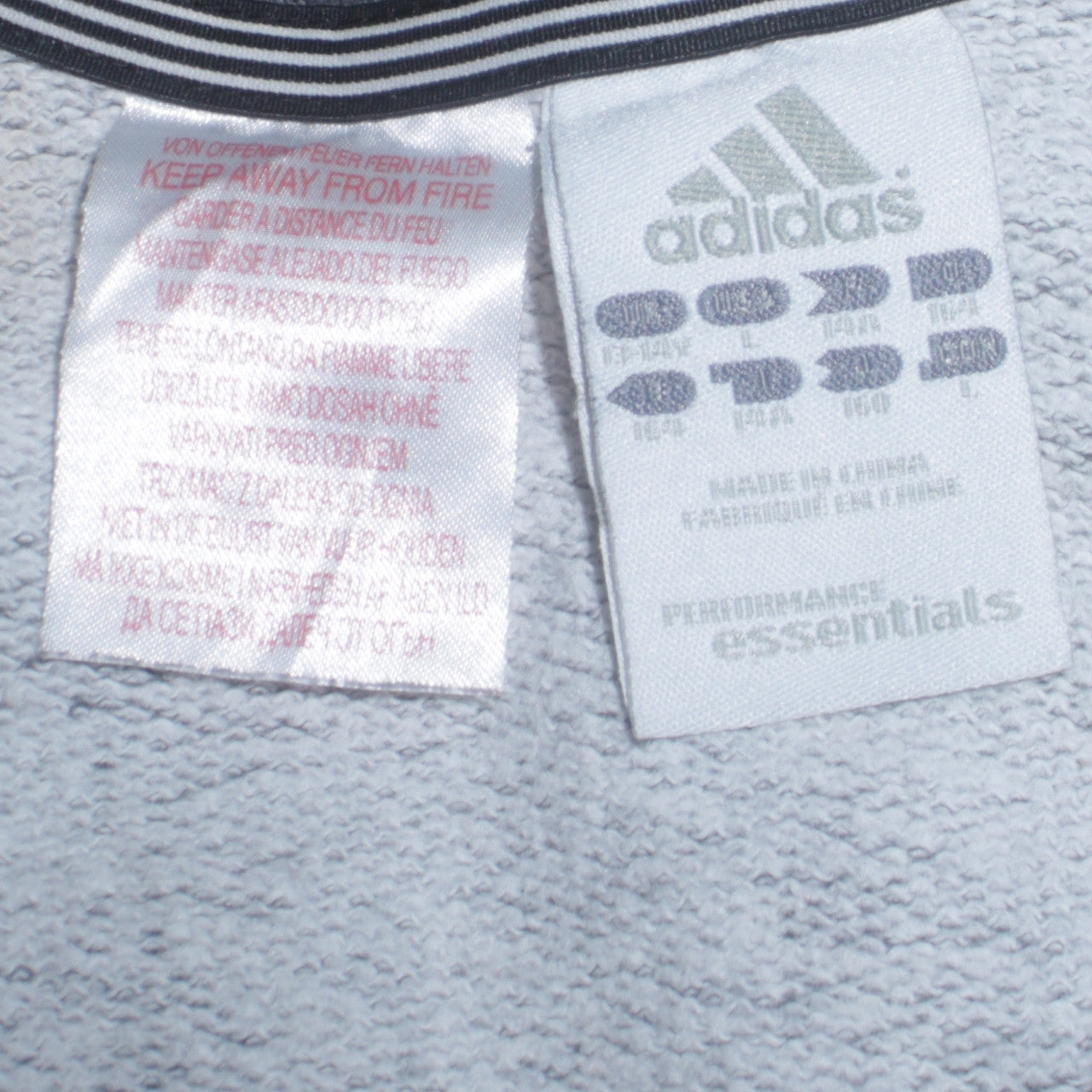 Adidas Boys Blue Full Zip Hoodie Essentials Size L Cotton Blend Sportswear