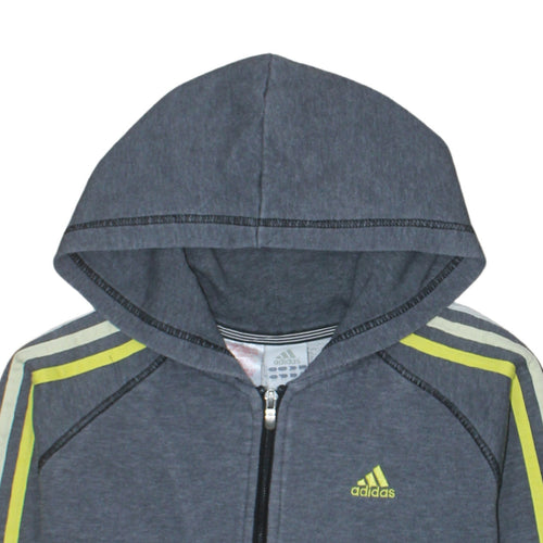Adidas Boys Blue Full Zip Hoodie Essentials Size L Cotton Blend Sportswear