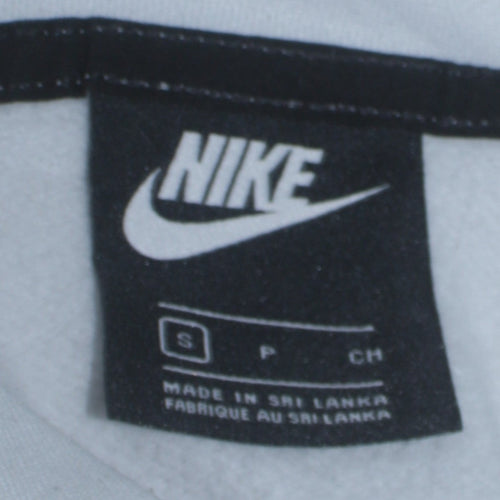 Nike Women's White Pullover Hoodie Small Logo Print Cotton Blend