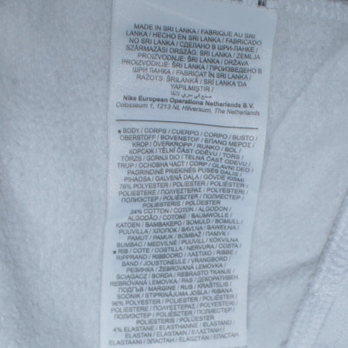 Nike Women's White Pullover Hoodie Small Logo Print Cotton Blend