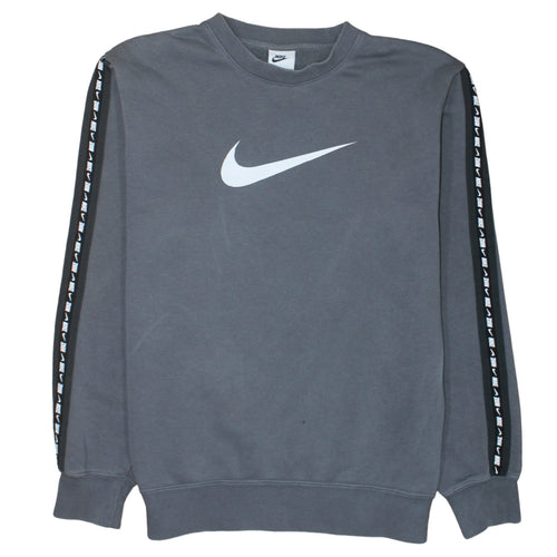 Nike Men’s Grey Logo Pullover Sweatshirt M Crew Neck Sportswear