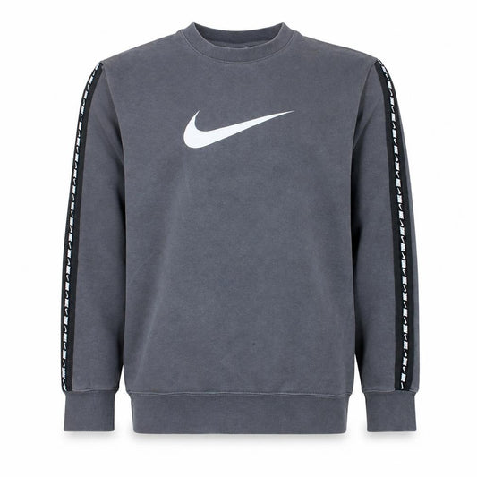 Front view of Nike Men’s Grey Logo Pullover Sweatshirt M Crew Neck Sportswear