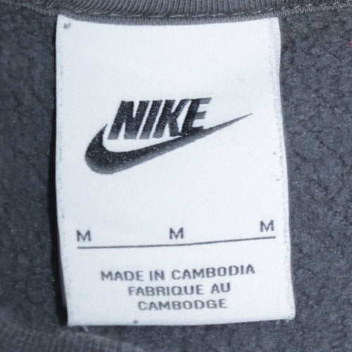 Nike Men’s Grey Logo Pullover Sweatshirt M Crew Neck Sportswear