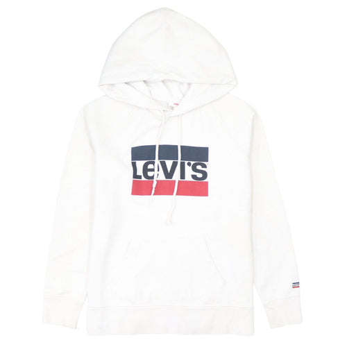 Levi's Men's White Pullover Hoodie M Classic Logo Fleece Sweatshirt