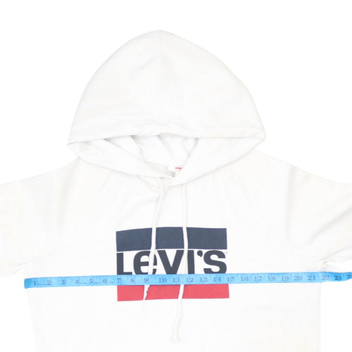 Levi's Men's White Pullover Hoodie M Classic Logo Fleece Sweatshirt