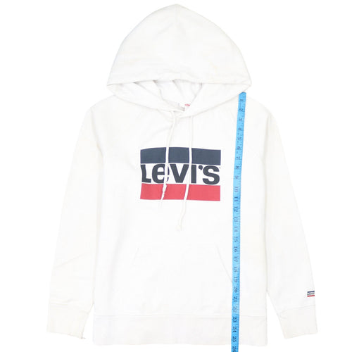 Levi's Men's White Pullover Hoodie M Classic Logo Fleece Sweatshirt