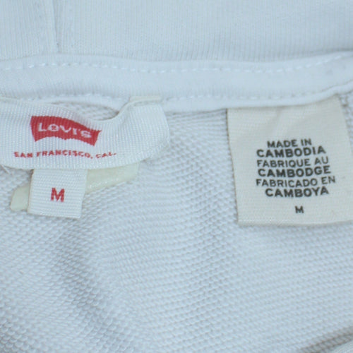 Levi's Men's White Pullover Hoodie M Classic Logo Fleece Sweatshirt