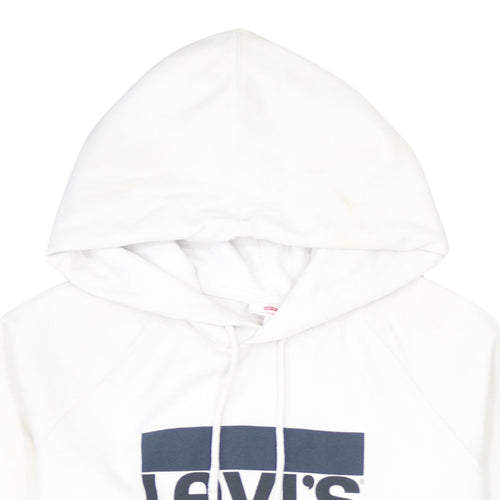Levi's Men's White Pullover Hoodie M Classic Logo Fleece Sweatshirt