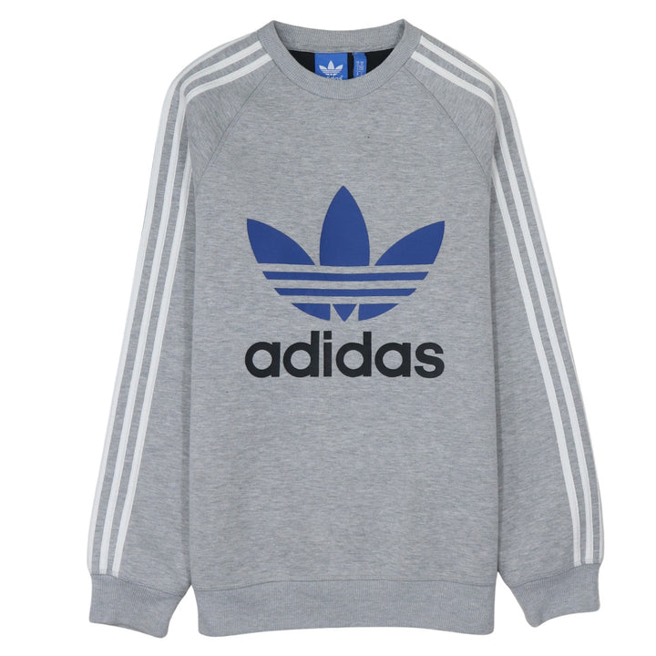 Adidas Men Grey Trefoil Crew Neck Long Sleeve Sweatshirt M