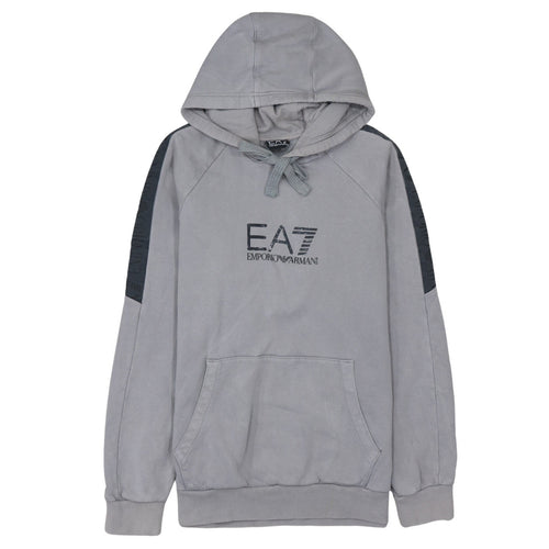 Emporio Armani EA7 Men's Grey Pullover Hoodie Size L Designer Fleece