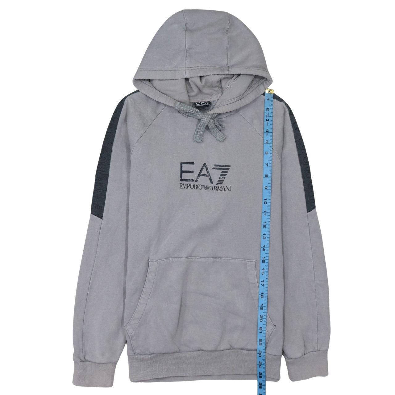 Emporio Armani EA7 Men's Grey Pullover Hoodie Size L Designer Fleece