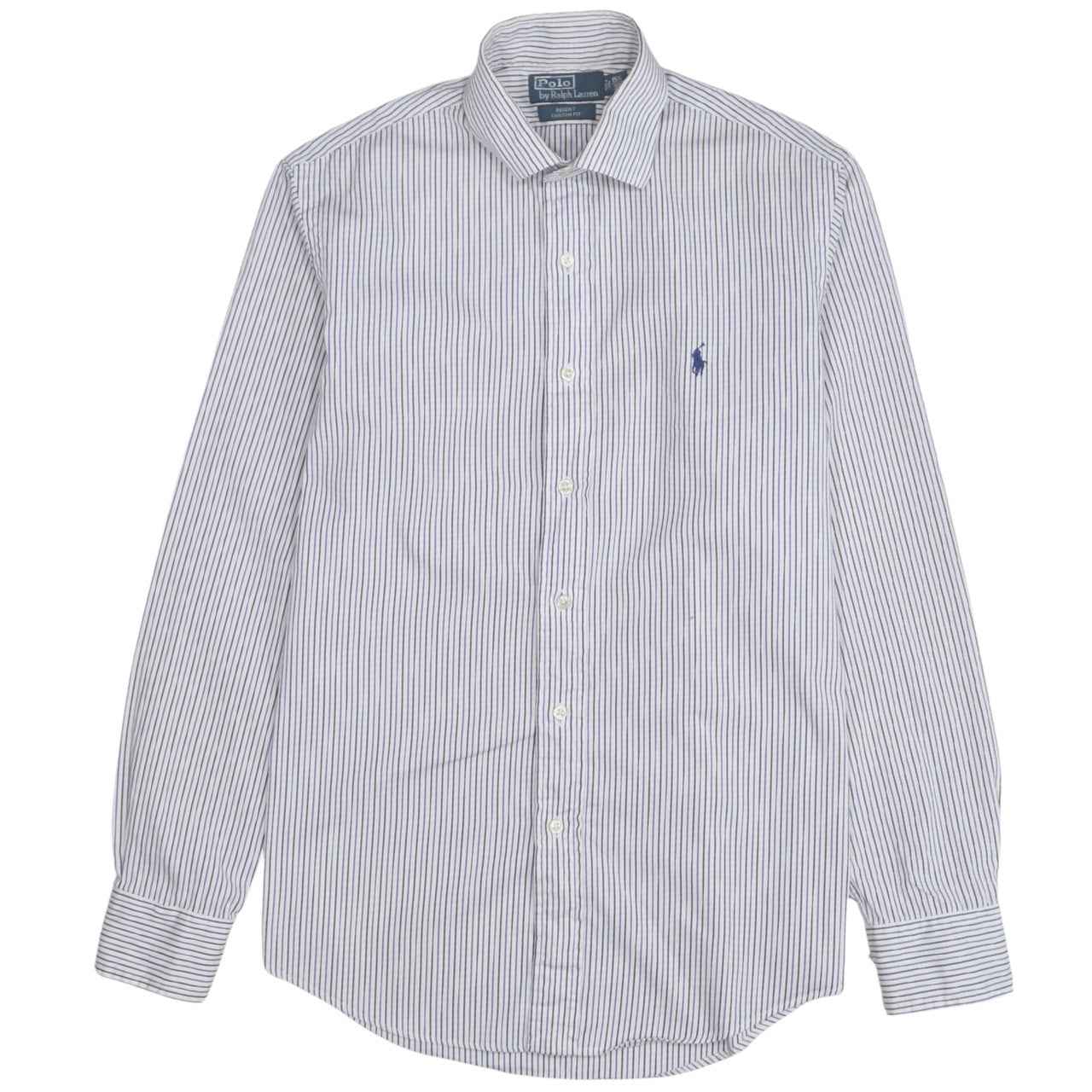 Ralph Lauren Men's Blue Striped Button-Up Shirt Size 15.5 Regent Custom Fit