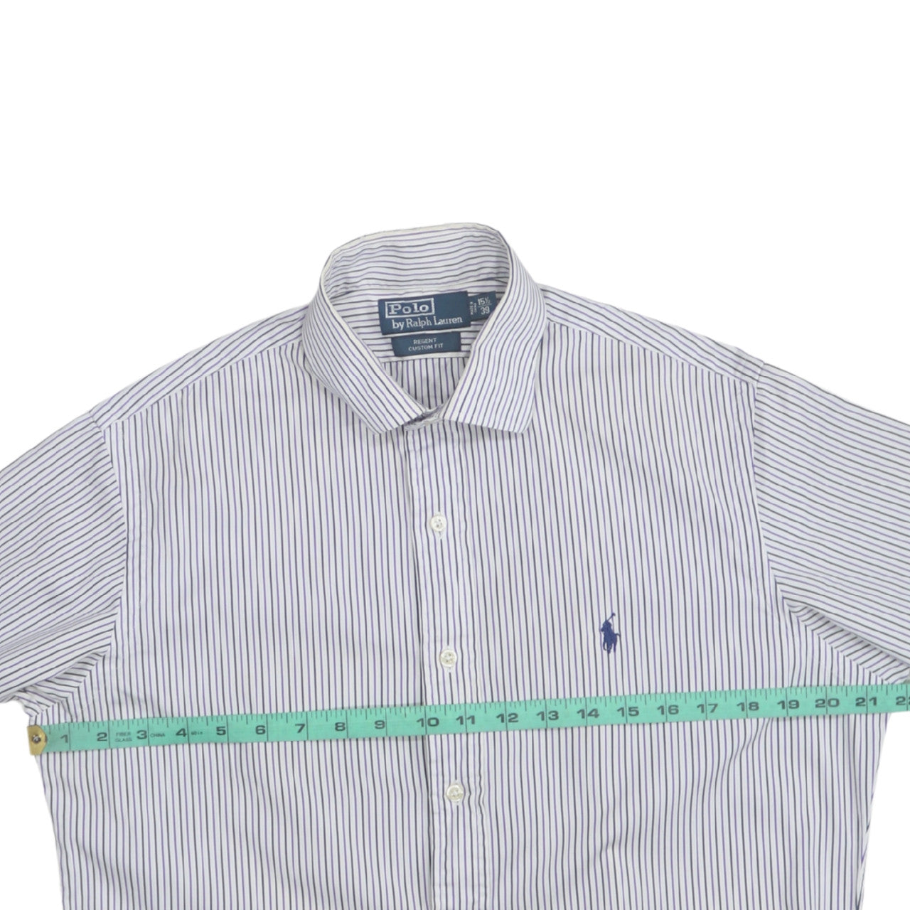 Ralph Lauren Men's Blue Striped Button-Up Shirt Size 15.5 Regent Custom Fit