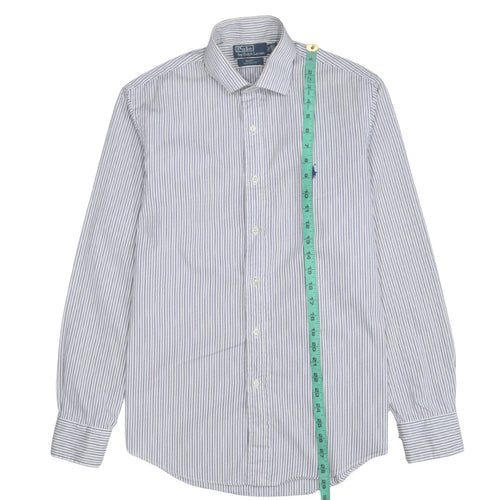 Ralph Lauren Men's Blue Striped Button-Up Shirt Size 15.5 Regent Custom Fit