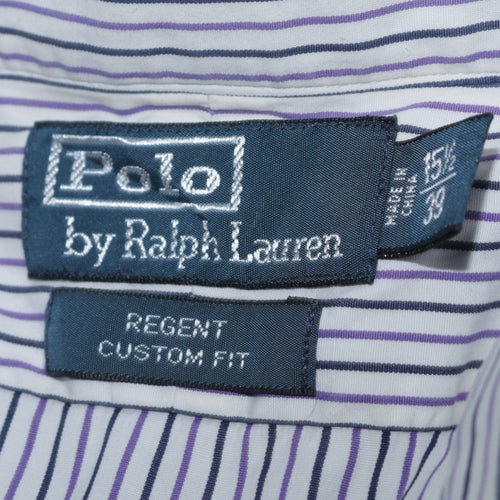 Ralph Lauren Men's Blue Striped Button-Up Shirt Size 15.5 Regent Custom Fit