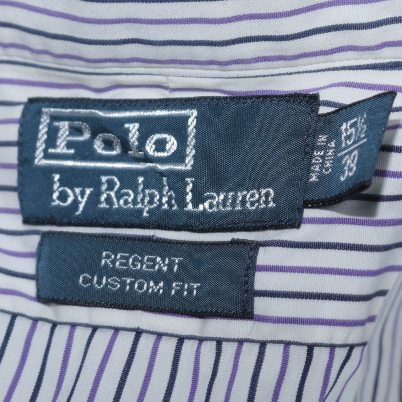 Ralph Lauren Men's Blue Striped Button-Up Shirt Size 15.5 Regent Custom Fit