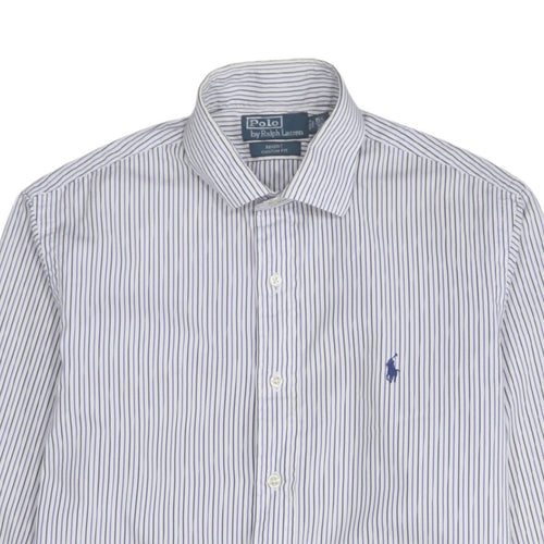 Ralph Lauren Men's Blue Striped Button-Up Shirt Size 15.5 Regent Custom Fit