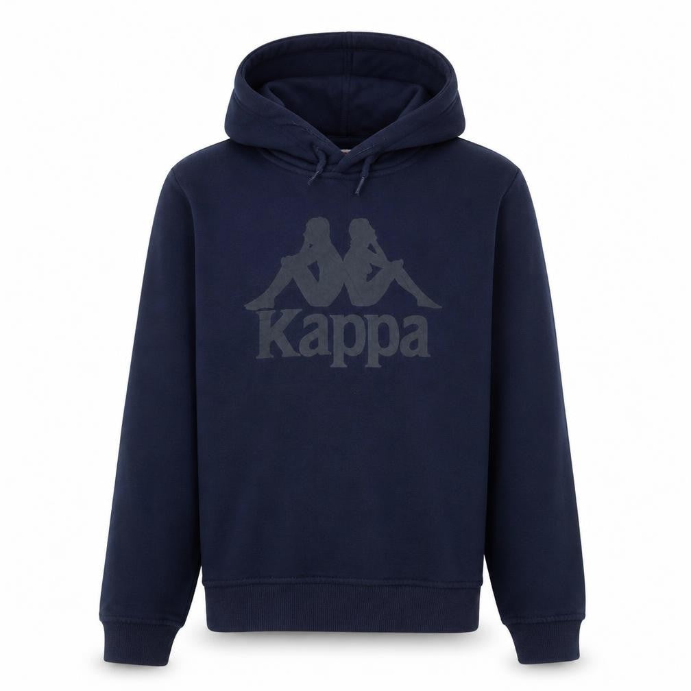 Front view of Kappa Men's Blue XS Pullover Hoodie with Logo Print