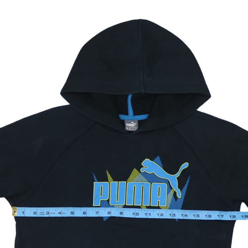 Puma Teens Black Pullover Hoodie 164 Graphic Logo Sportswear