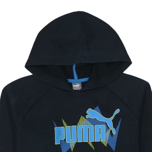 Puma Teens Black Pullover Hoodie 164 Graphic Logo Sportswear