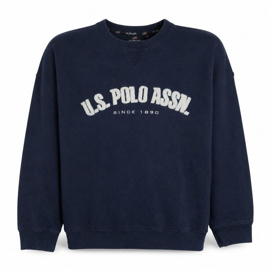 Front view of U.S. Polo Assn. Men's Blue Logo Pullover Sweatshirt, size L