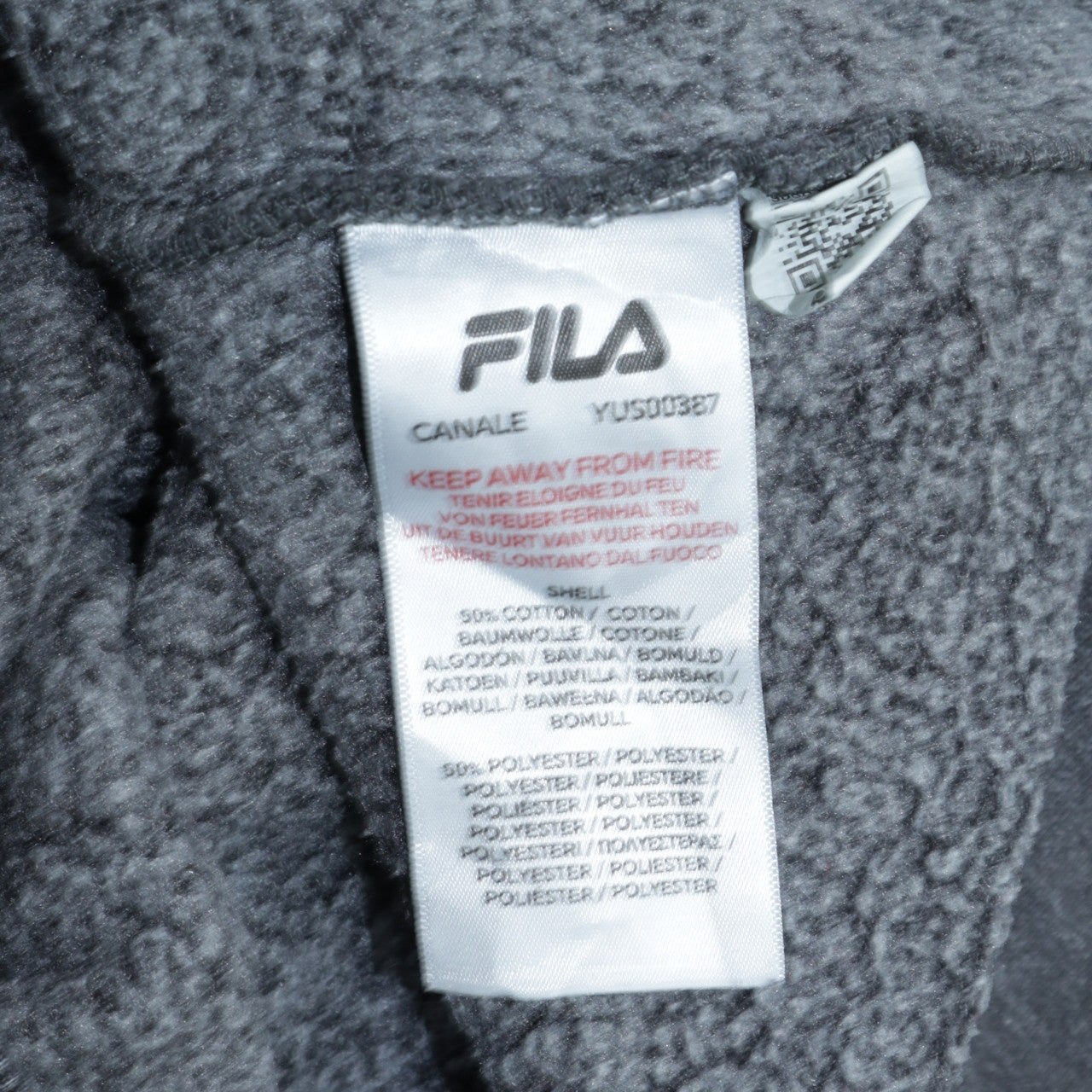 FILA Men's Grey Pullover Hoodie Small Regular Fit Fleece Sweatshirt