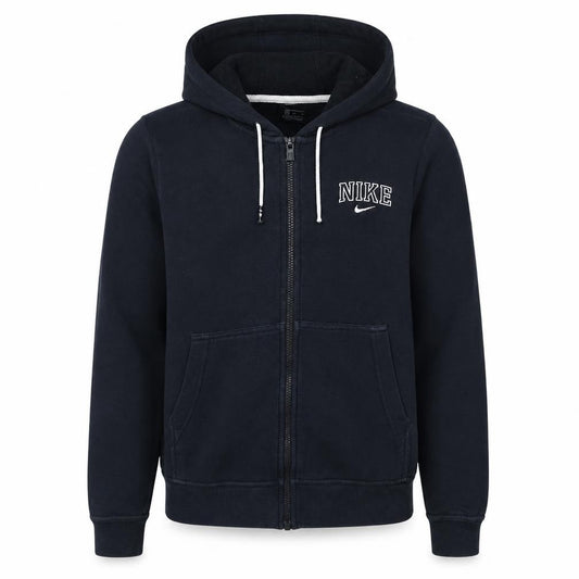 Front view of Nike Men's Black Full Zip Hoodie M Sportswear Fleece Sweatshirt
