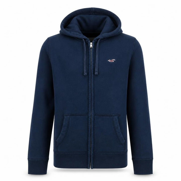 Hollister Men’s Blue Full Zip Hoodie Size S Fleece Cotton