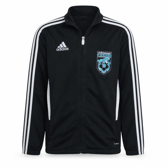 Front view of Adidas boys’ black 13-14 years climalite track jacket châteauguay cougars
