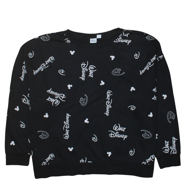 Disney Womens Black 2XL Pullover Sweatshirt with Logo Print