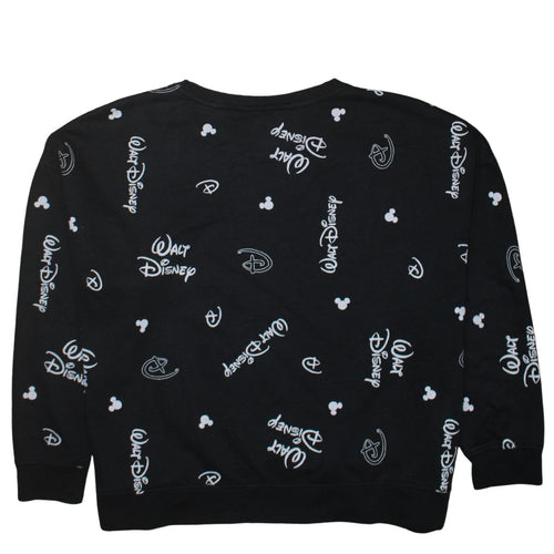 Disney Womens Black 2XL Pullover Sweatshirt with Logo Print