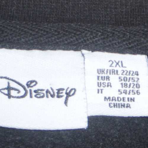 Disney Womens Black 2XL Pullover Sweatshirt with Logo Print