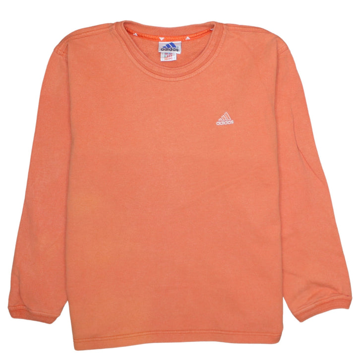 Adidas Womens Orange Crew Neck Long Sleeve Pullover Sweatshirt Size 14