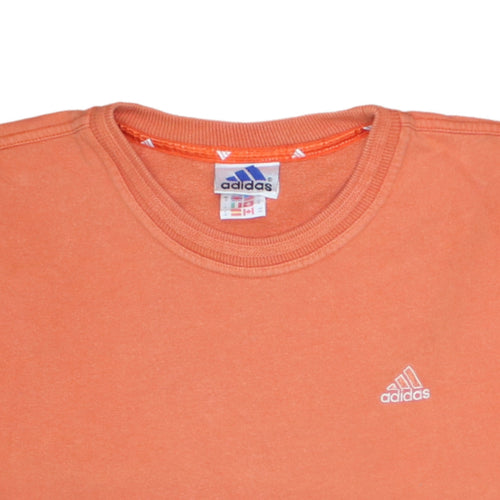 Adidas Womens Orange Crew Neck Long Sleeve Pullover Sweatshirt Size 14